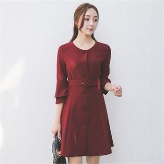 3/4-sleeve Coatdress With Belt