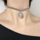 Stainless Steel Coin Pendant Choker Silver - One Size