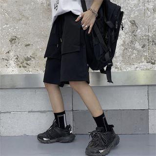 Drawstring Waist Front Pocket Straight-cut Shorts