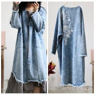 Embroidered Long-sleeve Jacket As Shown In Figure - One Size