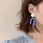 Two-tone Drop Earring 1 Pair - Silver - One Size
