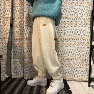 Drawstring Applique Fleece Sweatpants