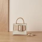 Buckled Crossbody Bag With Crossbody Shoulder Strap - Cream White & Coffee - One Size