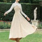 Set: Long-sleeve Knit Top + Maxi A-line Pinafore Dress