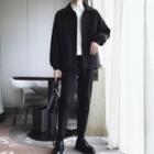 Plain Button-up Jacket / Cropped Dress Pants / Set