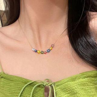 Flower Alloy Necklace Necklace - Red & Green & Blue - One Size