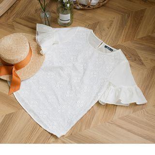 Short Bell Sleeve Lace Top
