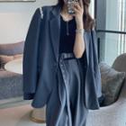 Long-sleeve Rhinestone Plain Blazer