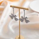 Bow Rhinestone Dangle Earring 1 Pair - E1393-3 - Silver - One Size