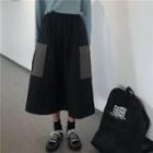 Color-block A-line Skirt Black - One Size