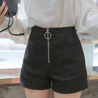 High-waist Zip-up Shorts