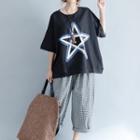 Printed Elbow-sleeve T-shirt / Loose-fit Capri Pants