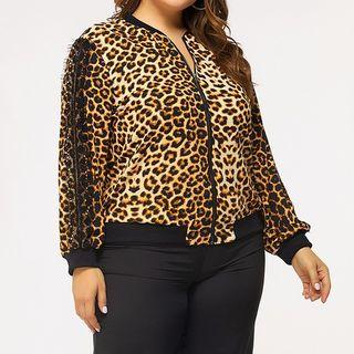 Zip-up Long Sleeve Leopard Light Jacket