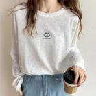 Long-sleeve Smiley Face Printed T-shirt