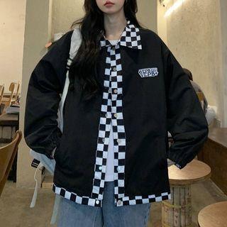 Checkered Panel Jacket Black - One Size