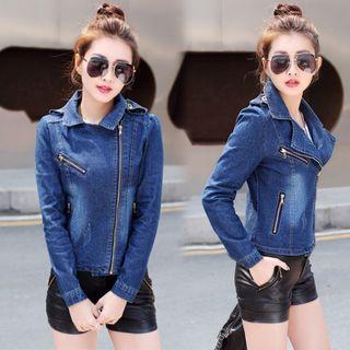 Denim Zip Cropped Jacket