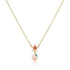 Flower Peach Pendant Alloy Necklace 1 Pc - Gold - One Size