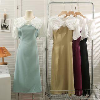 Patchwork Ribbon-back Midi Dress