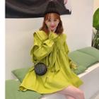 Ruffle Lantern-sleeve Mini Shift Dress