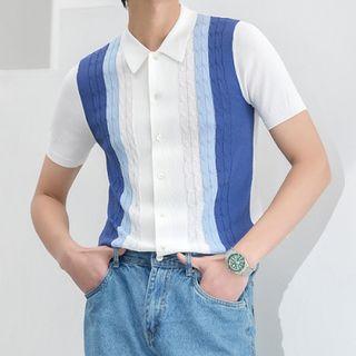 Color Block Short-sleeve Knit Shirt