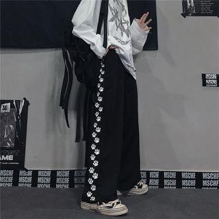 Bear Paw Patterned Straight-cut Pants