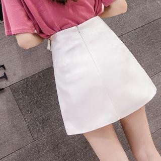 Asymmetric Belted A-line Skirt