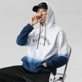Long-sleeve Letter Printed Gradient Hoodie