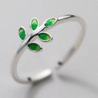 Leaf Sterling Silver Ring S925 Silver - Green Leaf - Silver - One Size