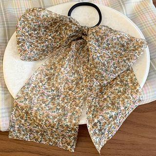 Flower Bow Hair Tie Almond Floral - White - One Size