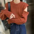 Long-sleeve Cutout Cable Knit Top