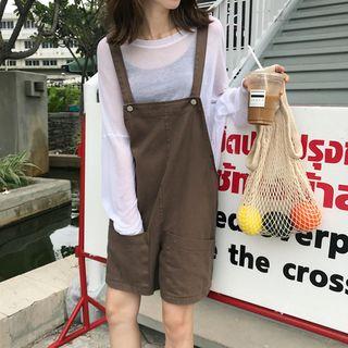 Crew-neck Long-sleeve T-shirt / Pocketed Jumper Shorts