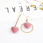 Non-matching Flannel Heart Dangle Earring