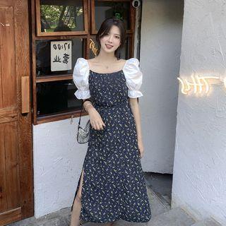 Floral Panel Sheath Maxi Skirt