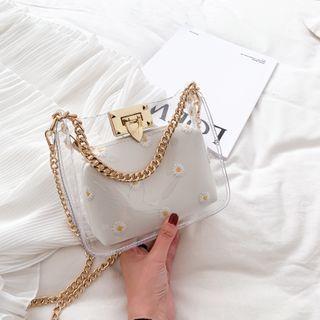 Set: Pvc Crossbody Bag + Floral Print Pouch