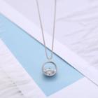 925 Sterling Silver Faux Crystal Pendant Necklace Silver - One Size