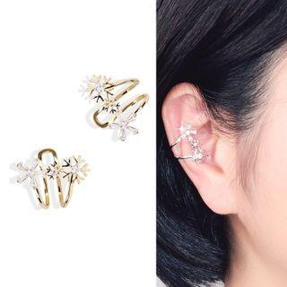 Snowflake Rhinestone Layered Ear Cuff