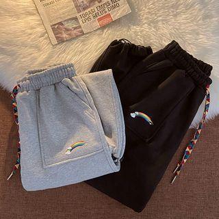 Rain Print Straight-leg Jogger Pants