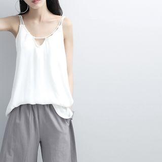 Rope-accent V-neck Tank Top
