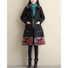 Frog-buttoned Patterned Collared Padded Coat