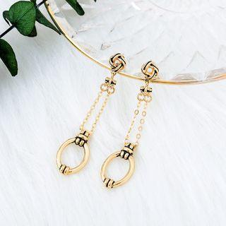 925 Sterling Silver Hoop Drop Earring 1 Pair - S925 Sterling Silver Pin - One Size