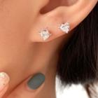 Angel Heart Rhinestone Asymmetrical Sterling Silver Earring 1 Pair - Silver - One Size