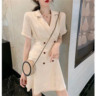 Double-breasted Short-sleeve Blazer Dress