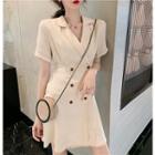 Double-breasted Short-sleeve Blazer Dress