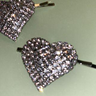 Rhinestone Heart Hair Pin As Shown In Figure - One Size