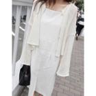 Bell-sleeve Open-knit Cardigan