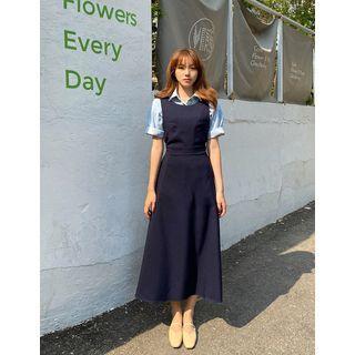 Frilled Flared Maxi Pinafore Dress