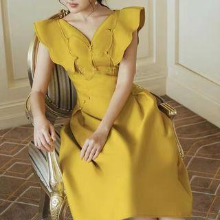 Sleeveless Ruffled Butterfly A-line Dress