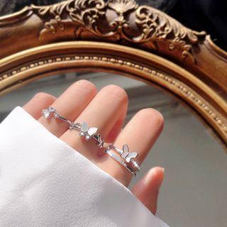 Butterfly Layered Sterling Silver Ring / Open Ring
