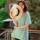 Tag-patched Loose-fit Stripe T-shirt