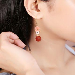 Floral Agate Drop Earring